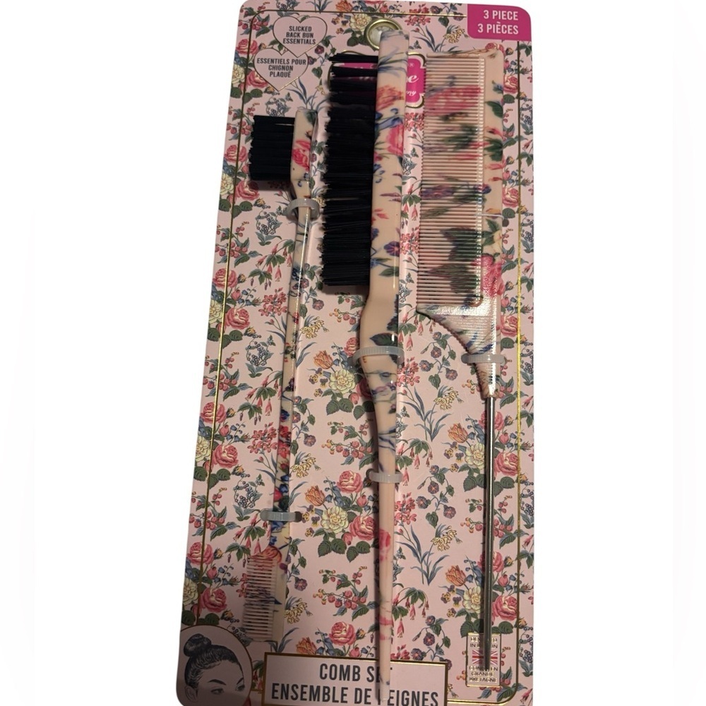 Floral Patterned Comb and Brush Set - Picture 4 of 4